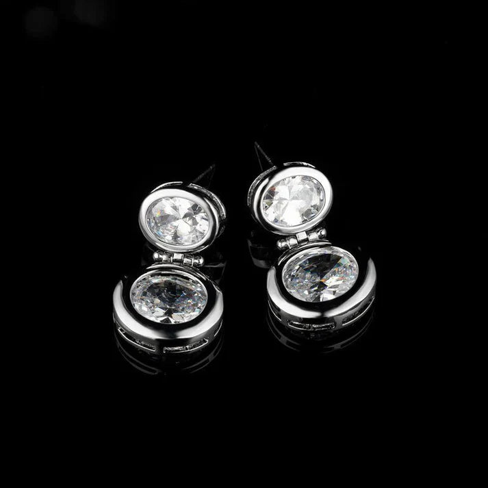 14K Real Gold Plating Round Ring Earrings Micro-Inlaid