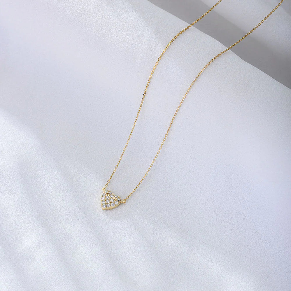 Silver Heart-shaped Zircon Necklace For Women