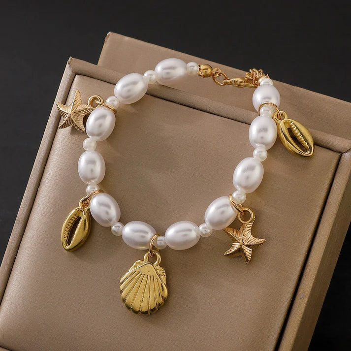 Women's Fashion Irregular Pearl Starfish Shell Bracelet