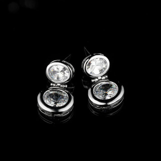 14K Real Gold Plating Round Ring Earrings Micro-Inlaid