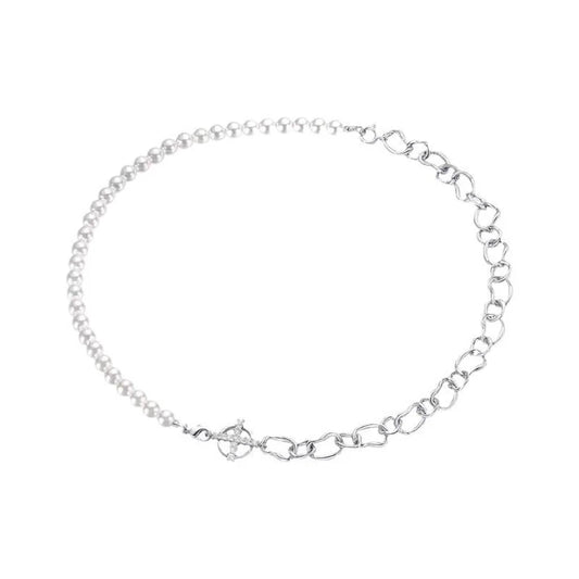 New Hoop And Pearl Chain Stitching Necklace For Women
