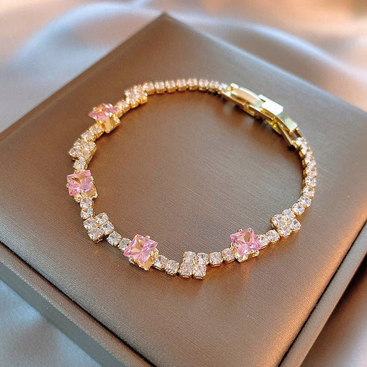 Super Shiny Full Diamond Bracelet Women's Light Luxury High-grade Twin Bracelet Special-interest Design