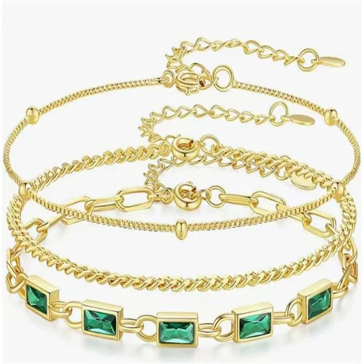 Women's Brass Plated Stacked Three-layer Color Bracelet