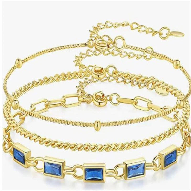 Women's Brass Plated Stacked Three-layer Color Bracelet