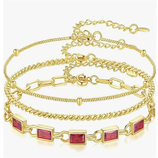 Women's Brass Plated Stacked Three-layer Color Bracelet