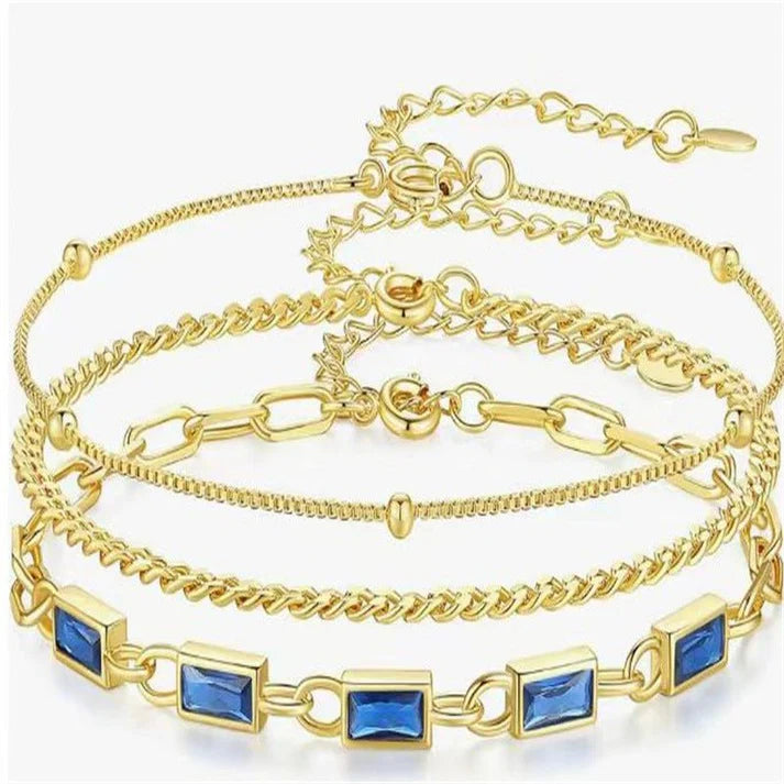 Women's Brass Plated Stacked Three-layer Color Bracelet