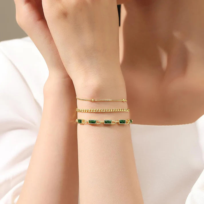 Women's Brass Plated Stacked Three-layer Color Bracelet